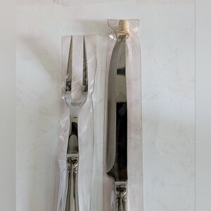 Oneida Steel Carving Knife Fork Set Silver Imperial Stainless USA Cover Cloth